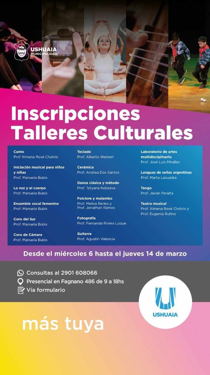 Photo of LA MUNICIPALIDAD DE USHUAIA ABRIÓ LA INSCRIPCIÓN A LOS TALLERES CULTURALES