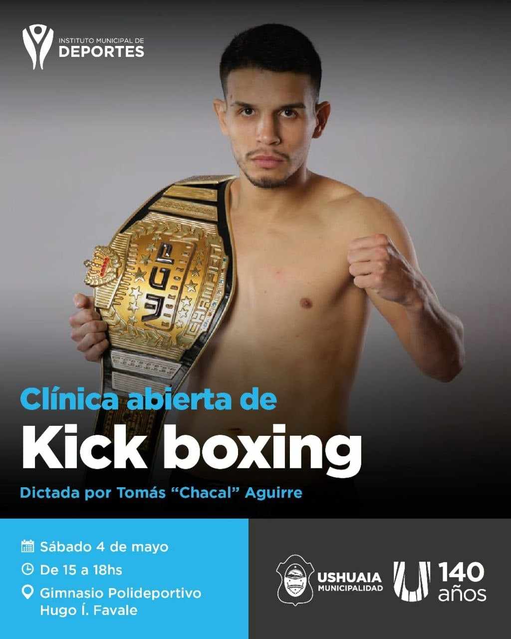 Photo of KICKBOXING: EL MULTICAMPEÓN TOMÁS “CHACAL” AGUIRRE OFRECERÁ UNA CLÍNICA EN USHUAIA