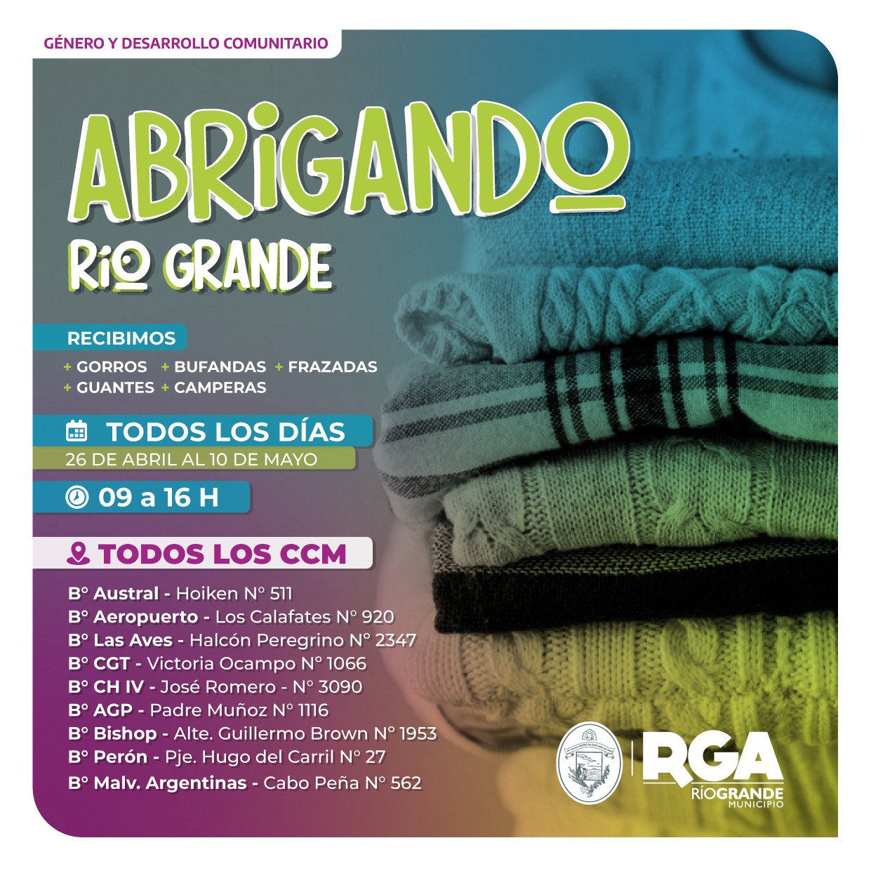 Photo of Continúa la colecta solidaria “Abrigando Río Grande”